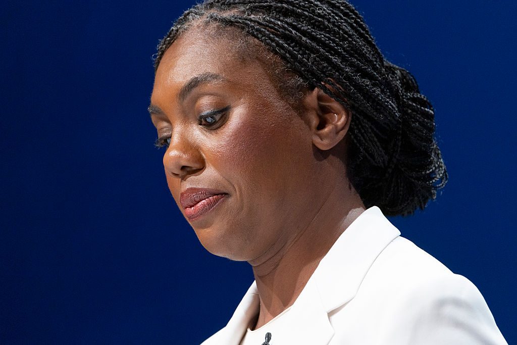Kemi Badenoch hasn't proved she can take the fight to Nigel Farage. Credit: Getty