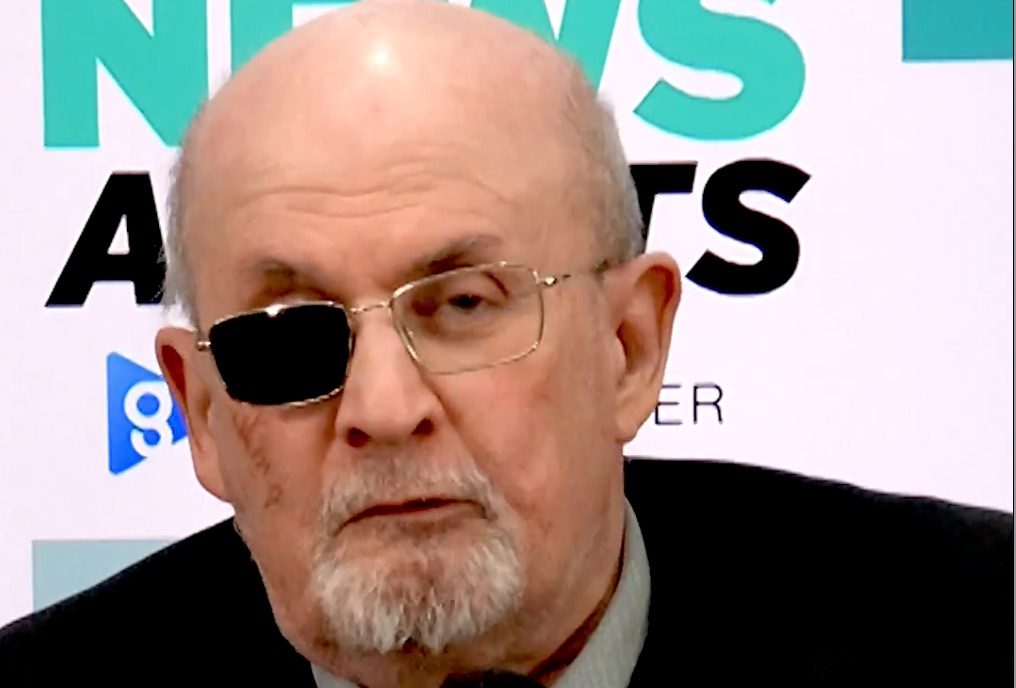 Salman Rushdie appears on The News Agents podcast. Credit: The News Agents/X