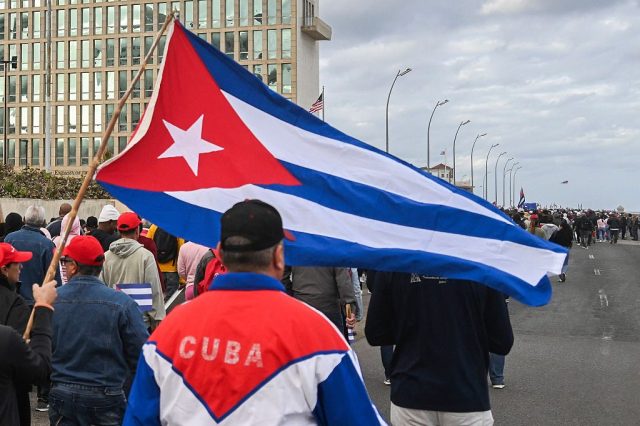 Cubans protest last week against the US intervention in Venezuela. Credit: Getty