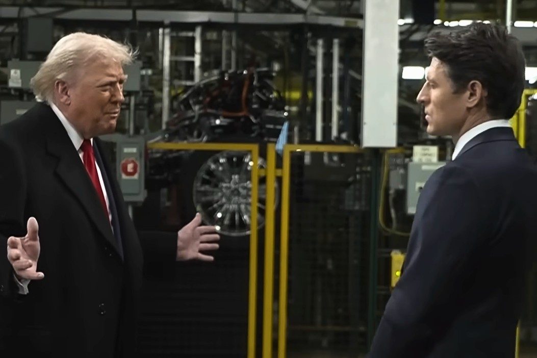 CBS News anchor Tony Dokoupil interviewing the President earlier this week. Credit: Getty