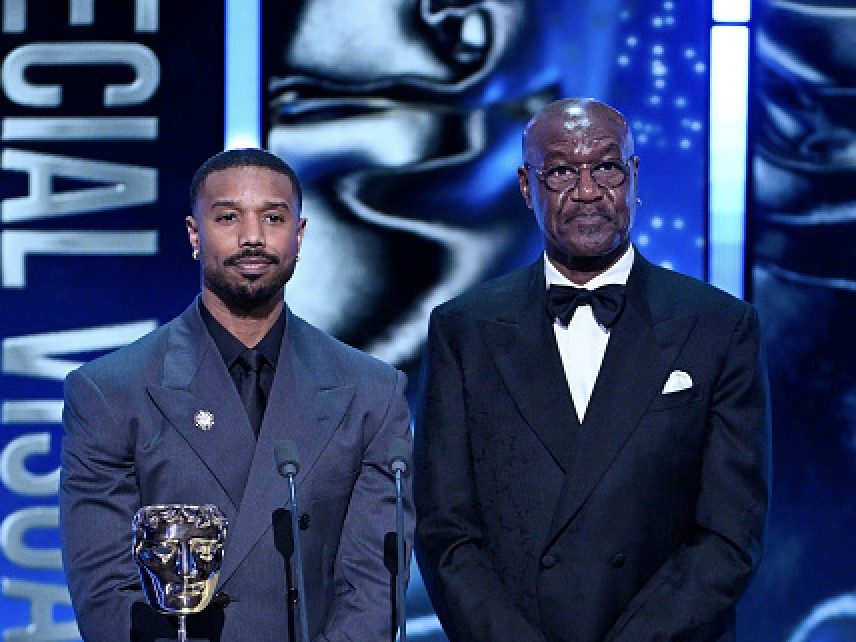 Michael B. Jordan and Delroy Lindo onstage at the Baftas on Sunday. Credit: BBC