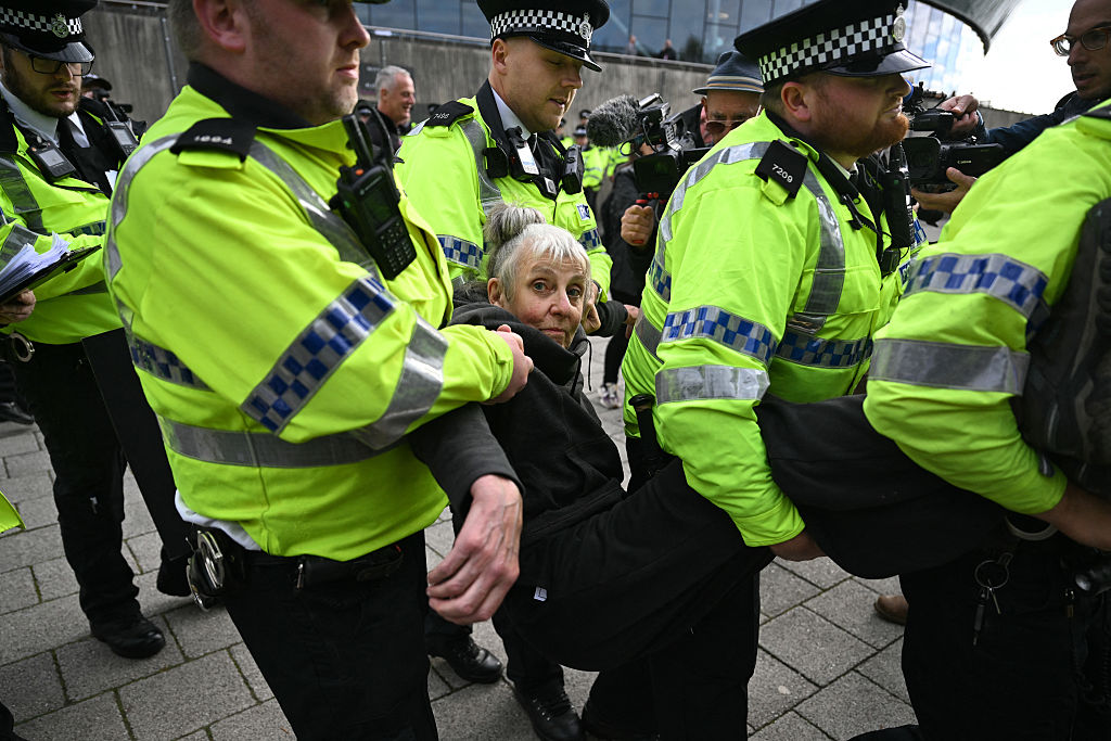 ‘People arrested in relation to Palestine Action were 6.5 times more likely to be female and had an average age of 59.’ Credit: Getty