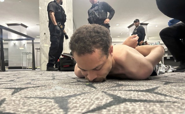 Cole Allen is apprehended on Saturday night. Credit: Donald J. Trump/Truth Social