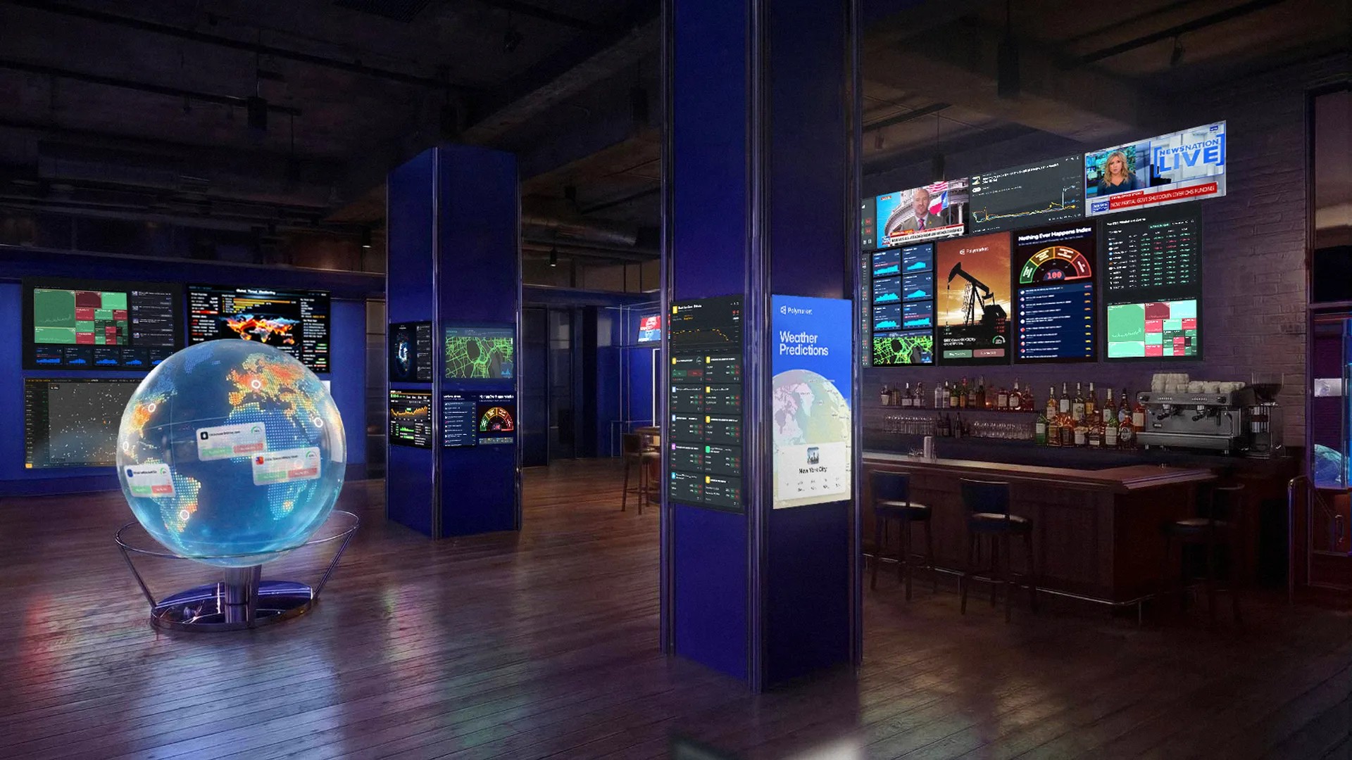 "It’s a sports bar, but for watching the world fall apart." Credit: Getty.