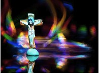 Statue of lord Jesus in a light motion background. (partha dalal photography/Getty)