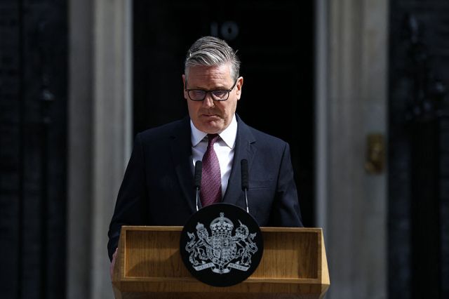 Keir Starmer announces his resignation outside 10 Downing Street this morning. Credit: Getty