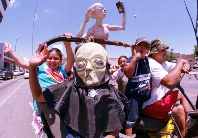It's hard to escape the UFO babble. (Joe Raedle/Newsmaker)