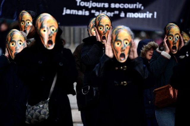 Activists in France's pro-life movement.(Christopher Archambault/AFP/Getty)