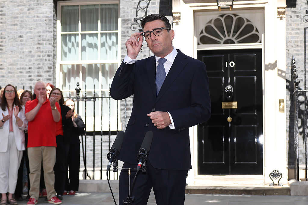 Burnham gave his first speech as Prime Minister earlier this afternoon. Credit: Getty