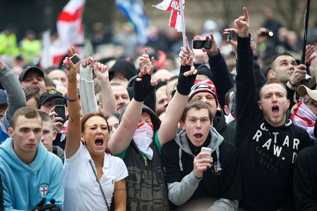A group of EDL supporters in Luton. (Mark Makela/Corbis/Getty)