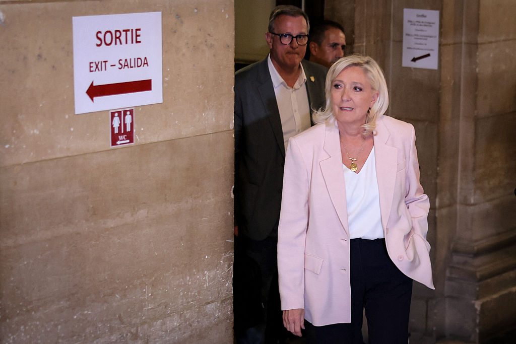 France’s appeals court has this afternoon found Marine Le Pen guilty of misappropriation of public funds. Credit: Getty