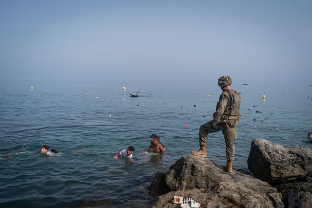 Tens of thousands of migrants entered Ceuta from Morocco in the space of a few days last month. Credit: Getty