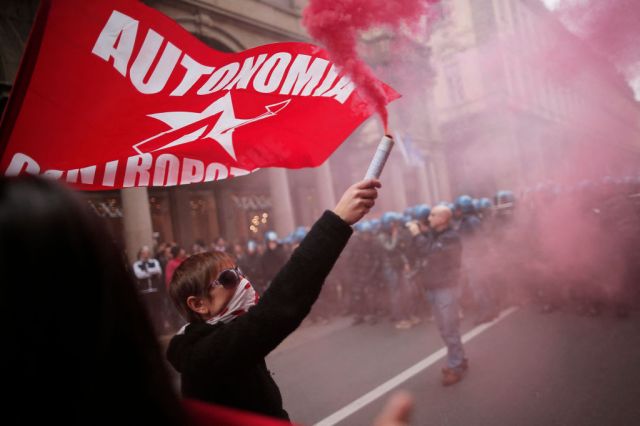A May Day marcher in Turin. (Marco Bertorello/AFP/Getty)