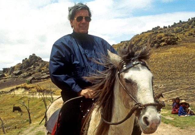 Mario Vargas Llosa during his presidential campaign in Peru. (Jaime Razuri/AFP/Getty)