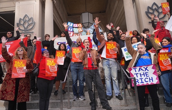 NYC-DSA co-chair Gustavo Gordillo (centre) has received criticism for his wealthy background. Credit: Getty